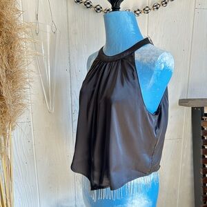 Elegant Black Sleeveless Blouse with Fringe by Blue b